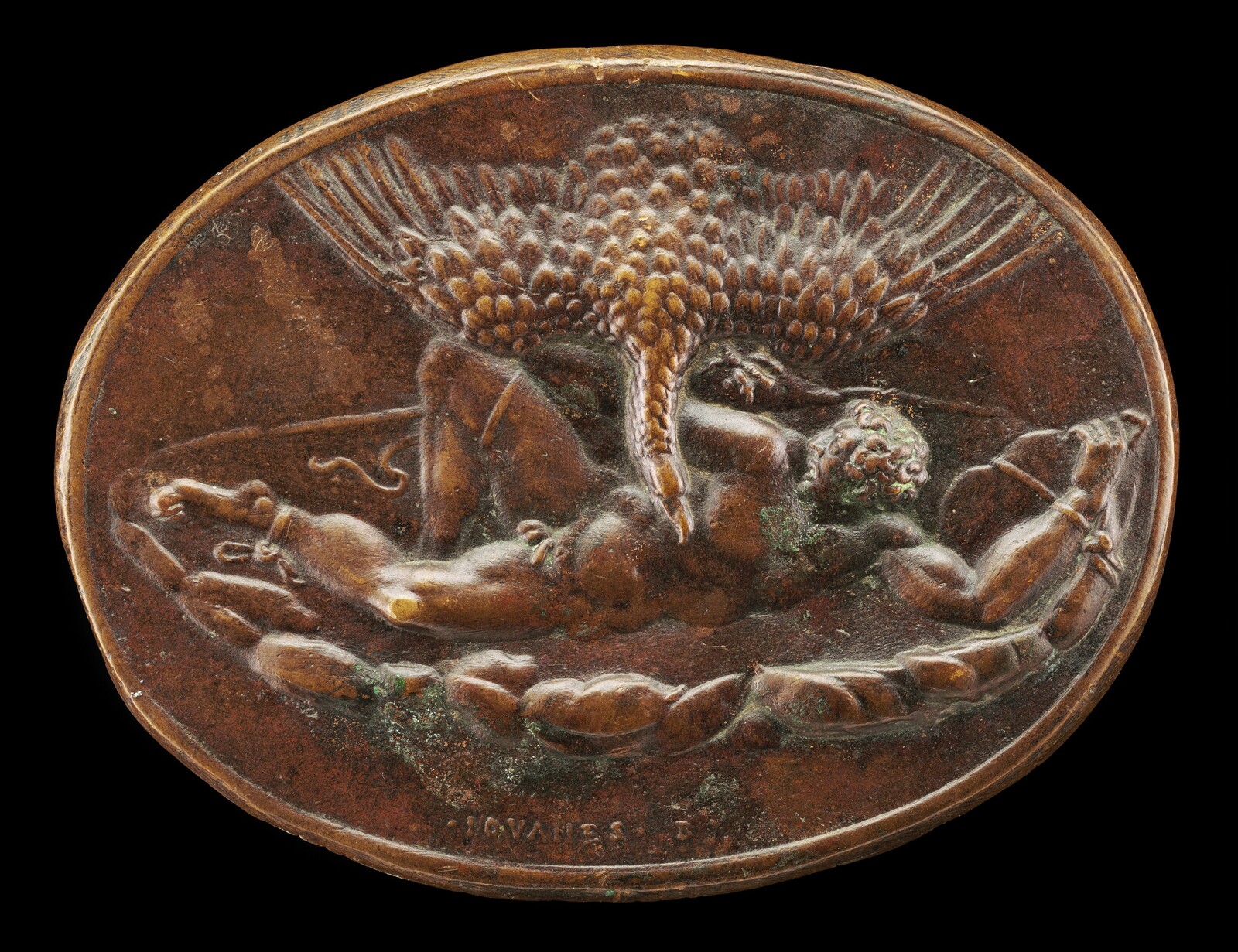 Giovanni Bernardi's bronze relief of Prometheus bound beneath the eagle